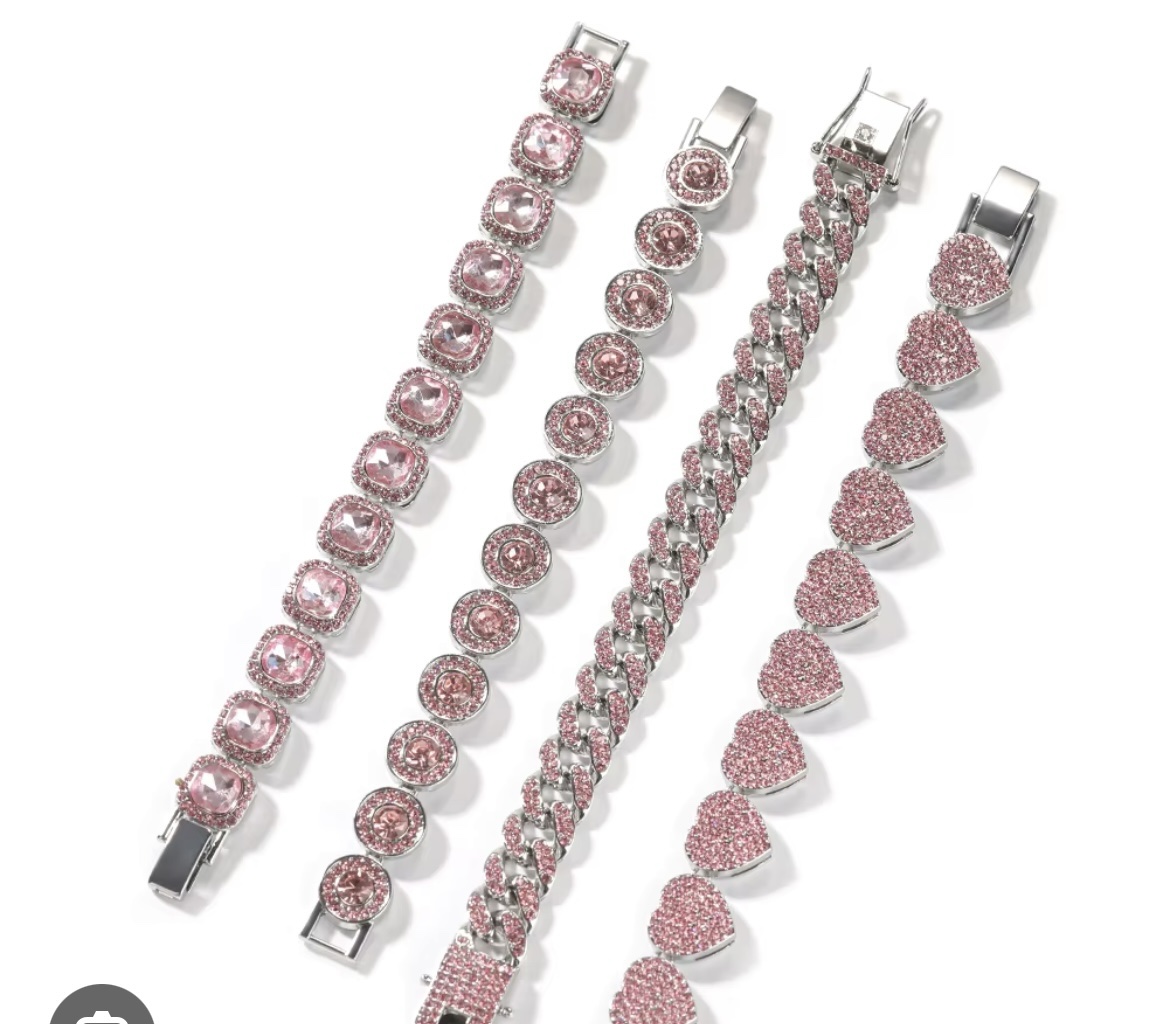 Pulseras Cubanas ICE PINK - Imagen 2