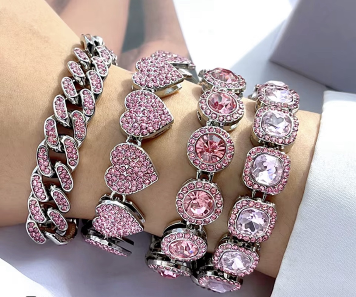 Pulseras Cubanas ICE PINK