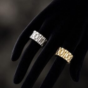 Anillo de Acero Dorado y Plateado Premium R